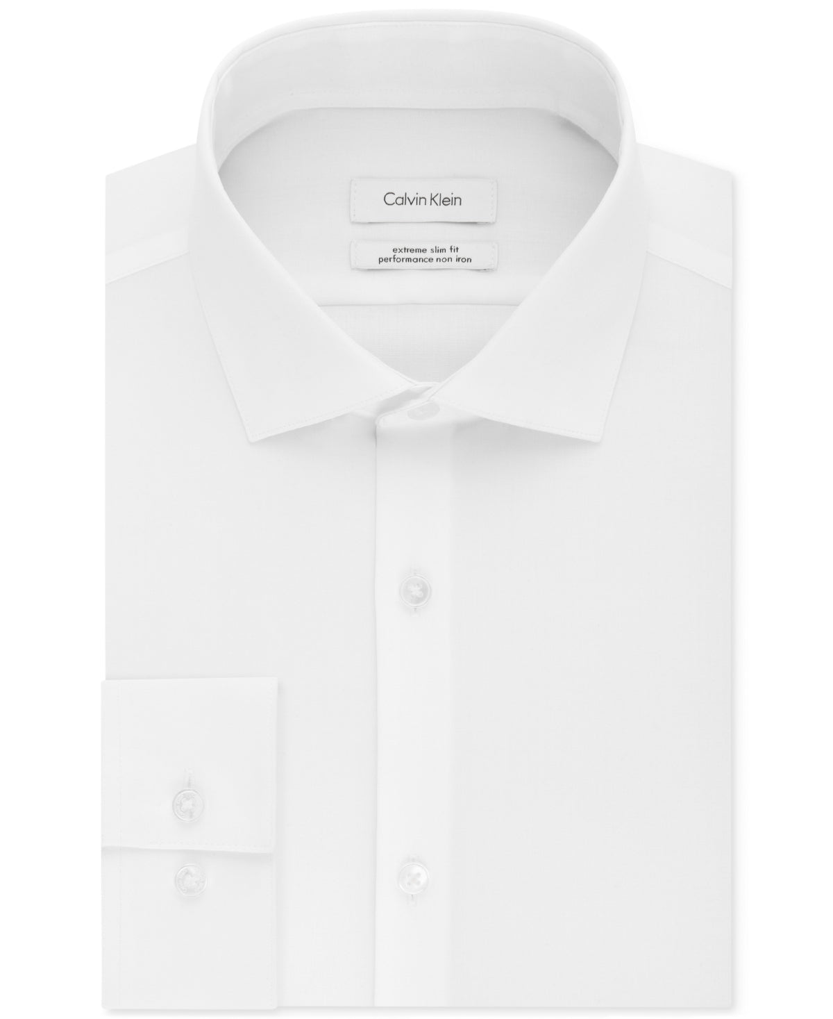 Calvin Klein Men's Extra Slim Fit Non Iron Performance Herringbone Dress Shirt White Size 13.5X32X33