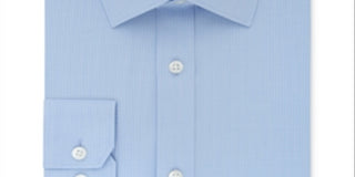 DKNY Men's Slim Fit Stretch Mini Check Dress Shirt Blue Size 16X34-35