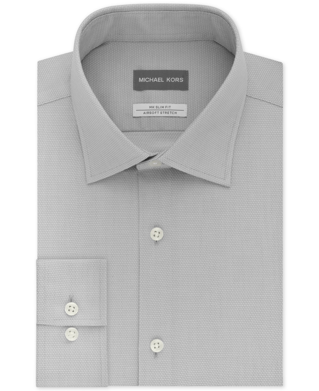Michael Kors Men's Slim Fit Airsoft Performance Non Iron Dress Shirt Gray  Size 17X34X35