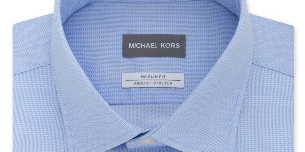 Michael Kors Men's Slim Fit Airsoft Non Iron Dress Shirt Blue Size 16.5X34X35