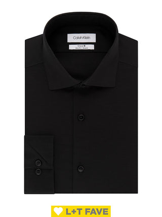 Calvin Klein Men's Slim Fit Non Iron Stretch Dress Shirt Black Size 15.5X34X35
