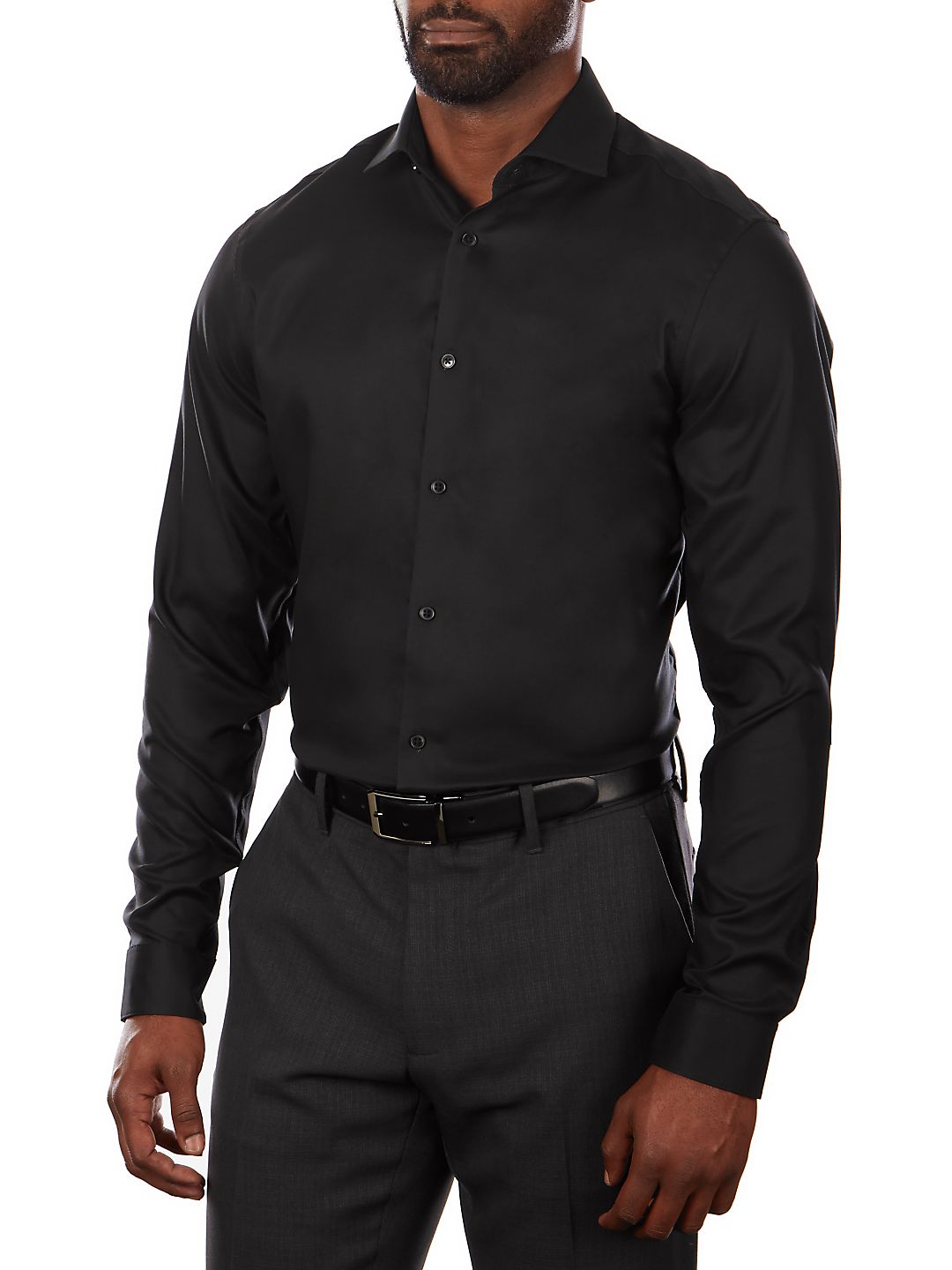 Calvin Klein Men's Slim Fit Non Iron Stretch Dress Shirt Black Size 15.5X34X35