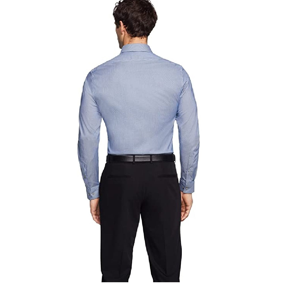 Calvin Klein Men's STEEL Slim-Fit Non-Iron Smokey Blue Size 17x34-35