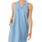 Tommy Bahama Women's Chambray Ruffle Shift Dress Blue Size Small