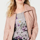 Style & Co Women's Faux Leather Moto Jacket Pink Size XX-Large