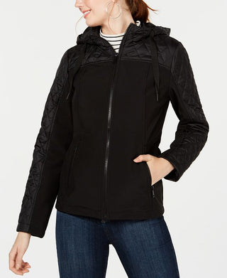 Sebby Junior's Mixed Media Hooded Jacket Black Size X-Small