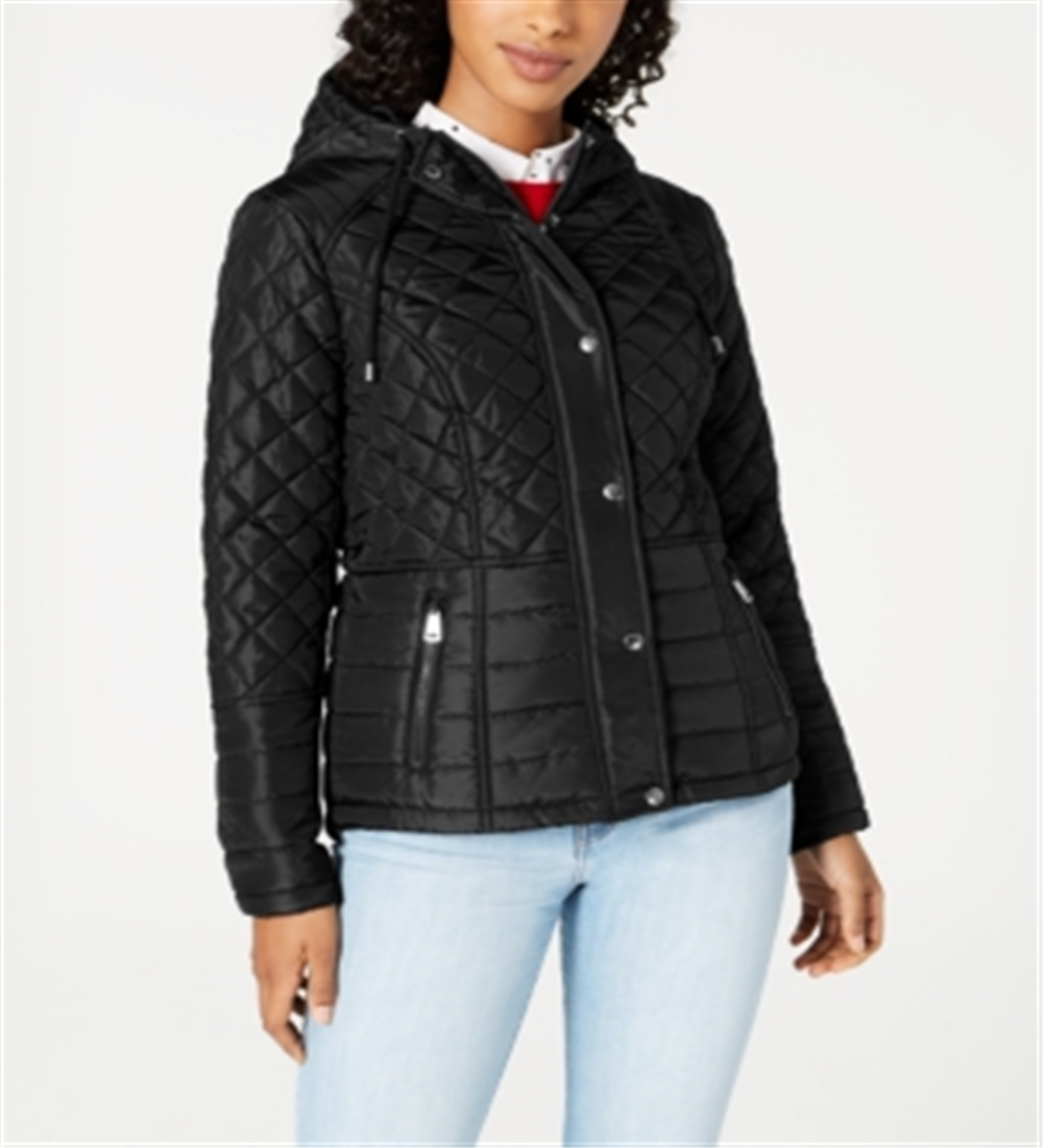 Sebby Junior's Hooded Quilted Coat Black Size X-Small