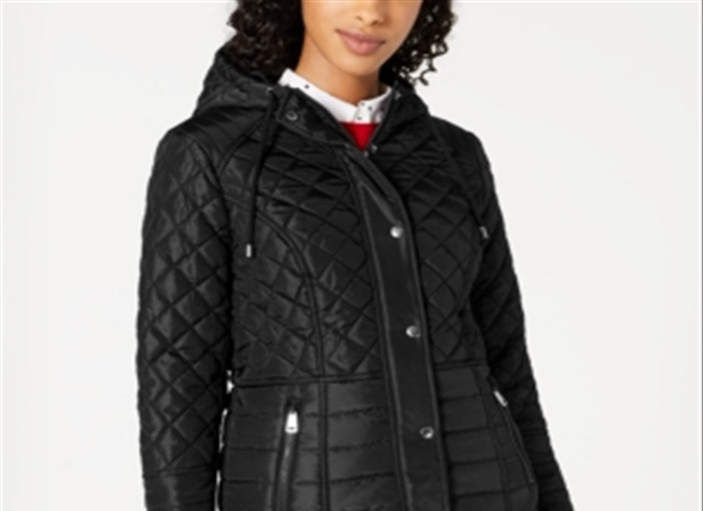 Sebby Junior's Hooded Quilted Coat Black Size X-Small