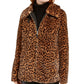 BCX Junior's Faux Fur Zip Front Coat Brown Size Large