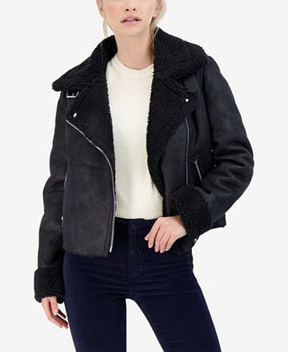 Sebby Junior's Faux Shearling Moto Coat Black Size Small