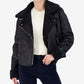 Sebby Junior's Faux Shearling Moto Coat Black Size Large