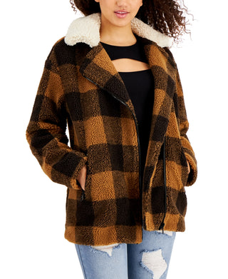 Sebby Junior's Plaid Fleece Teddy Coat Brown Size X-Large