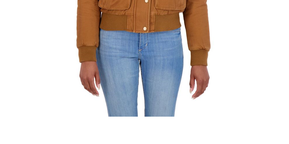 Sebby Junior's Faux Trim Hooded Bomber Jacket Brown Size Small