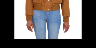 Sebby Junior's Faux Trim Hooded Bomber Jacket Brown Size Small