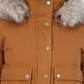 Sebby Junior's Faux Trim Hooded Bomber Jacket Brown Size Small