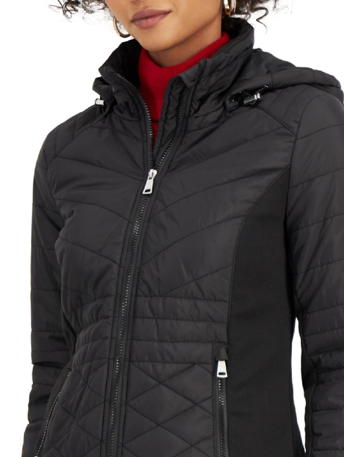 Sebby Junior's Hooded Quilted Raincoat Black Size X-Small