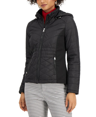 Sebby Junior's Hooded Quilted Raincoat Black Size X-Small