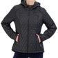 Sebby Junior's Hooded Quilted Raincoat Black Size Small