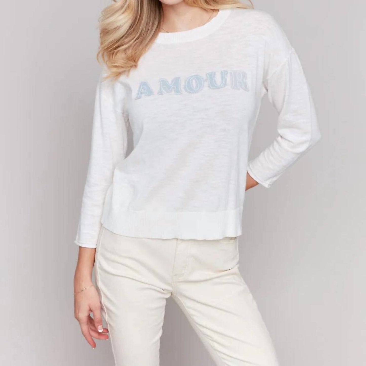 Charlie B - Denim Patch Cotton Sweater