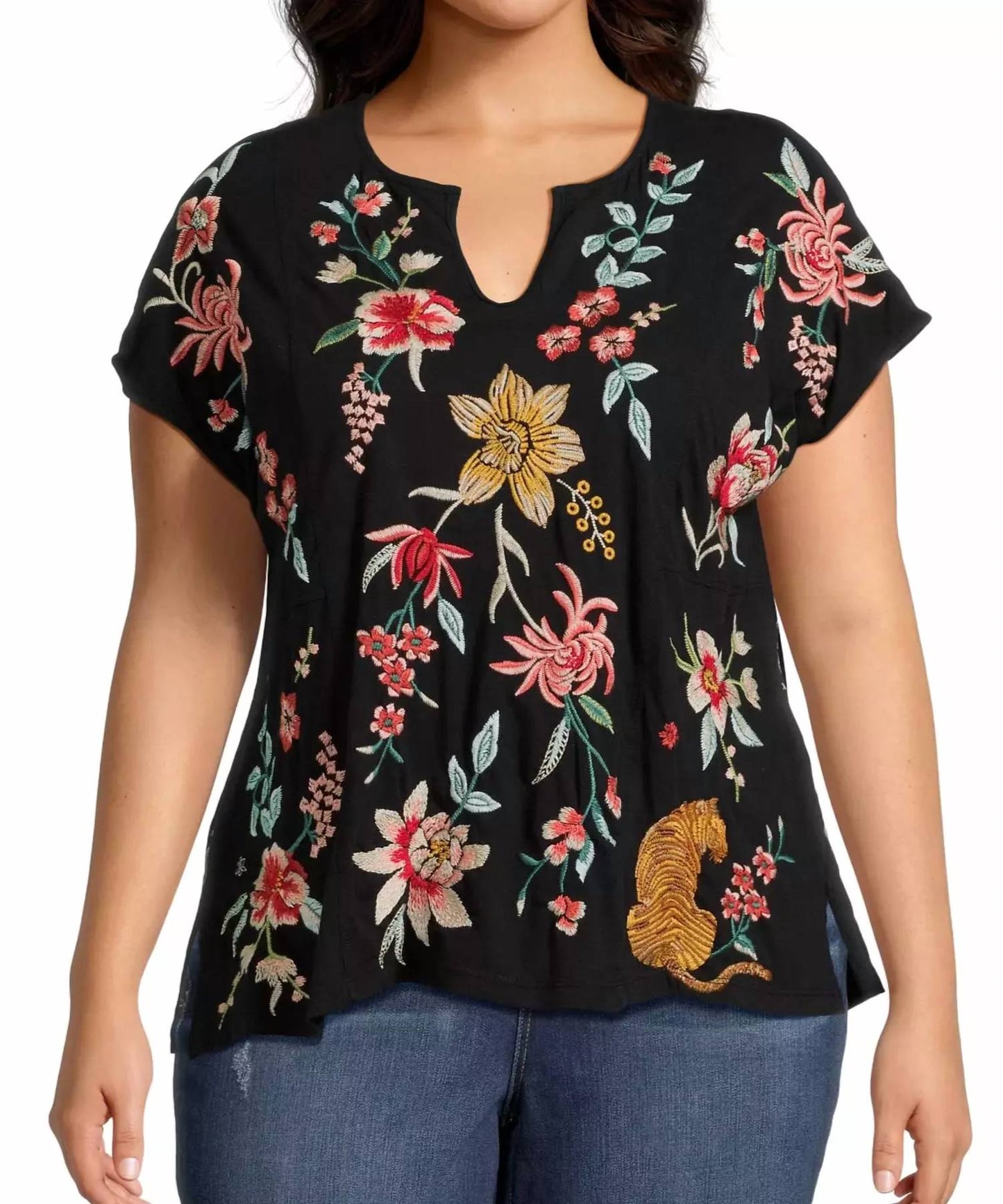 Johnny Was - Andrean Paneled Knit Tee - Plus