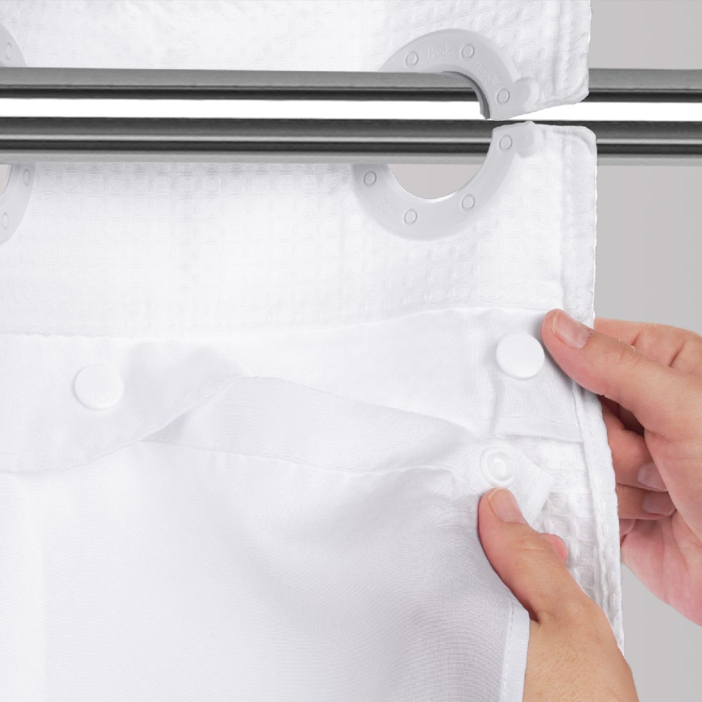 Hookless Its A Snap Water Repellent Shower Curtain Liner  White