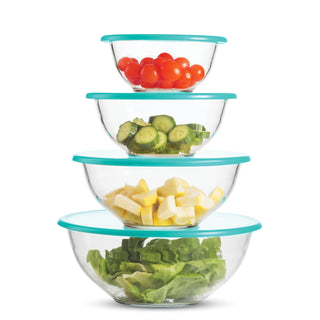 Glass Mixing Bowls with Lids - 8 Piece Set