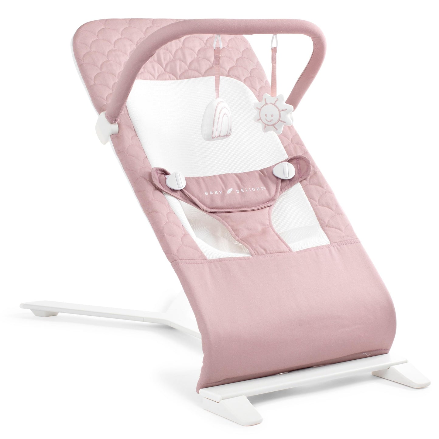 Baby Delight Alpine Deluxe Portable Baby Bouncer  Infant  06 Months  100 GOTS Certified Organic Cotton Fabric  Organic Rose