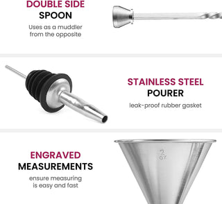 7-Piece Stainless Steel Cocktail Shaker Set