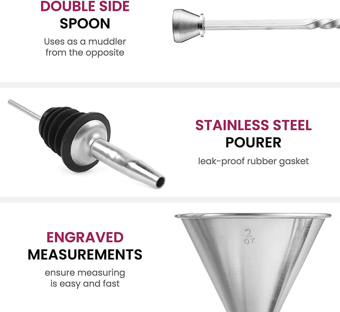 7-Piece Stainless Steel Cocktail Shaker Set