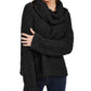 Hippie Rose Juniors' Textured Cowl-Neck Sweater (M, Black)
