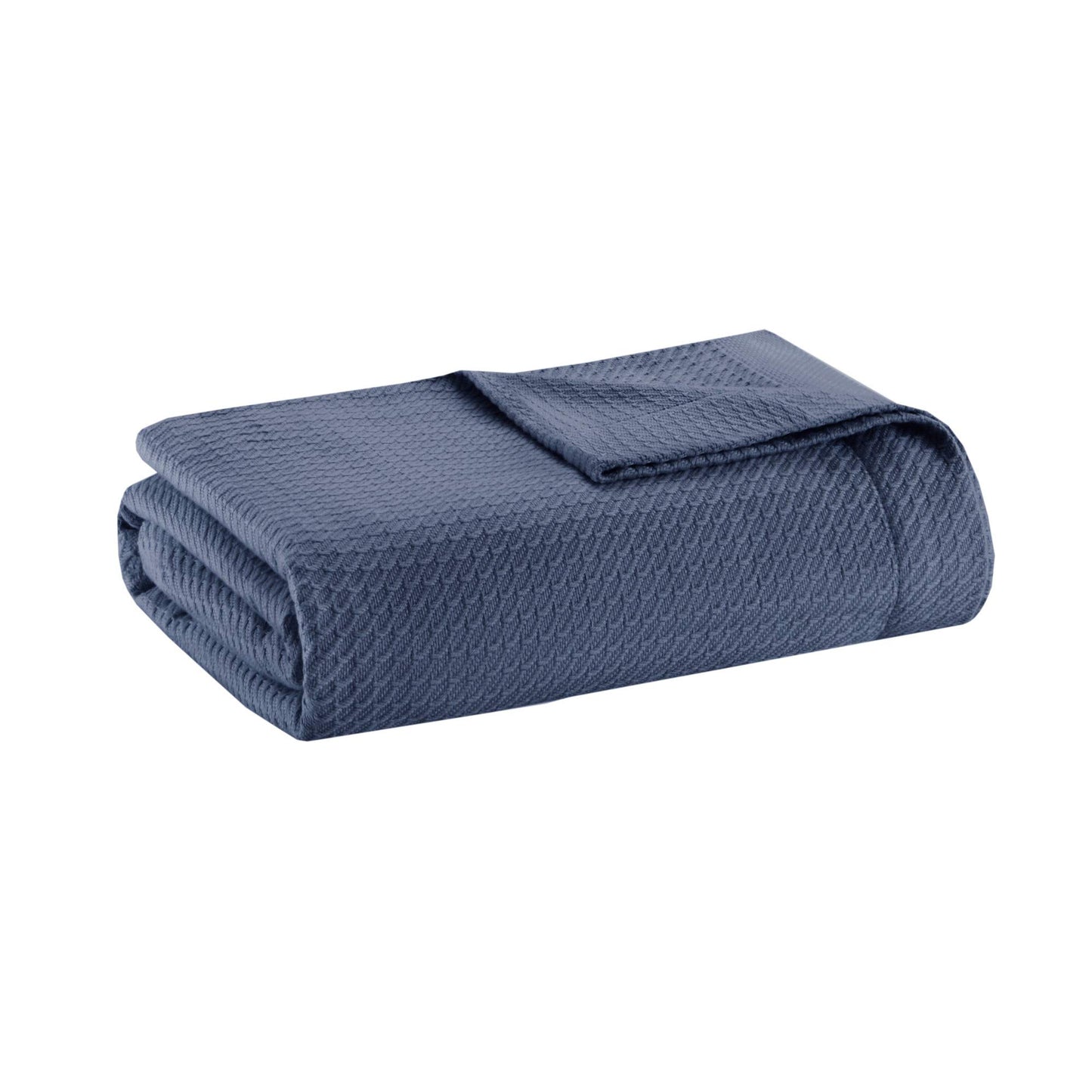 Madison Park Soft Egyptian Cotton Waffle Knit Cozy Blanket FullQueen Blue