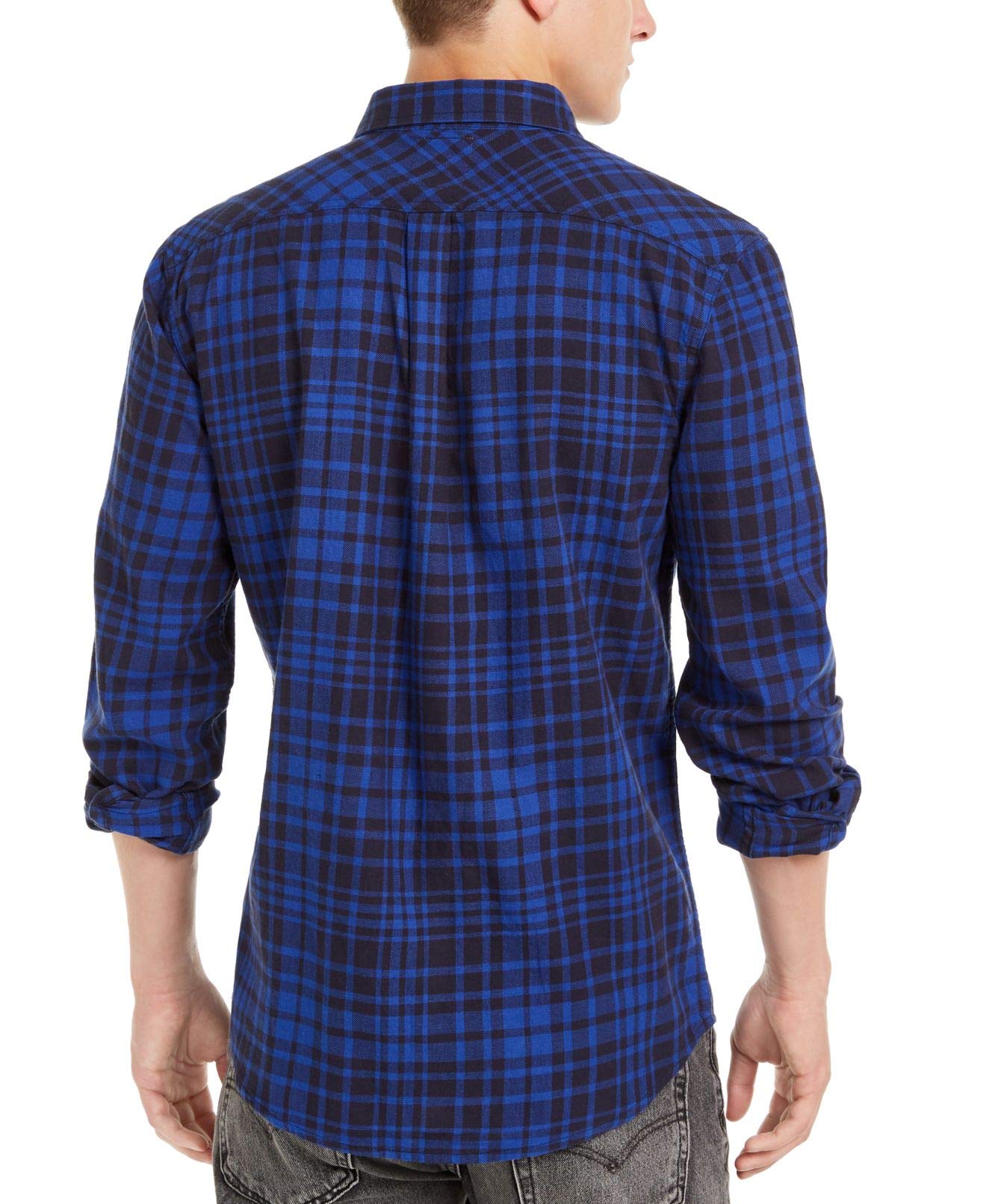 Levi's Mens Flannel Plaid Button-Down Shirt Blue L