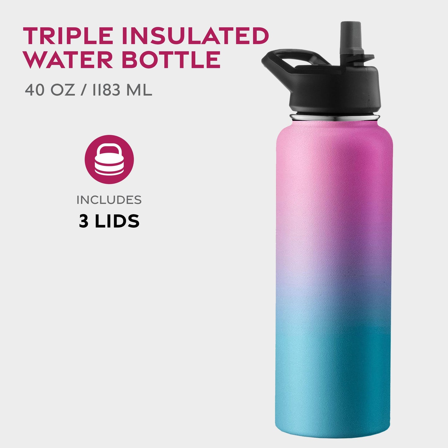 Insulated Sports Water Bottle with Straw