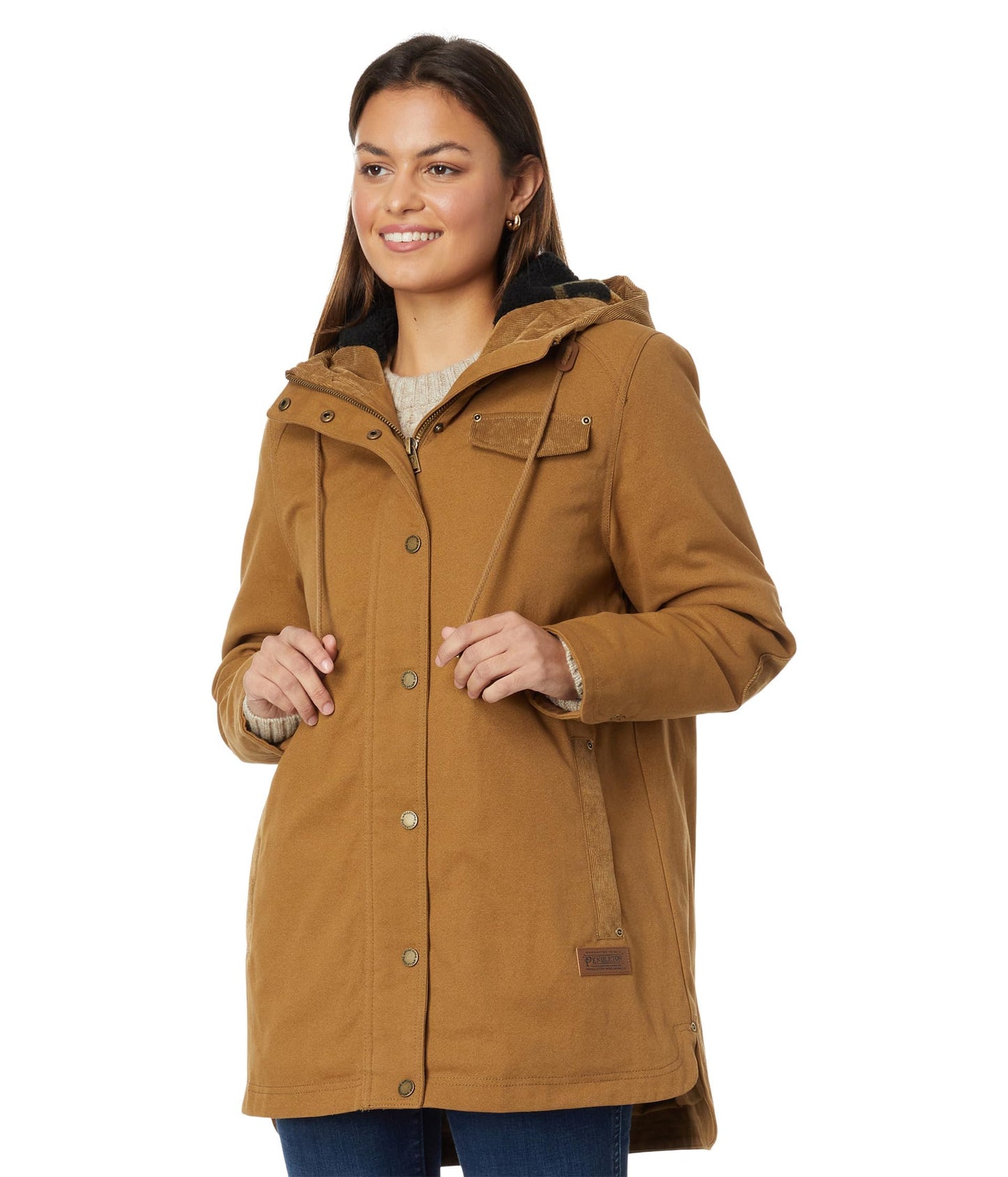 Pendleton Women's Marias Canvas Cord Trim Parka - Saddle