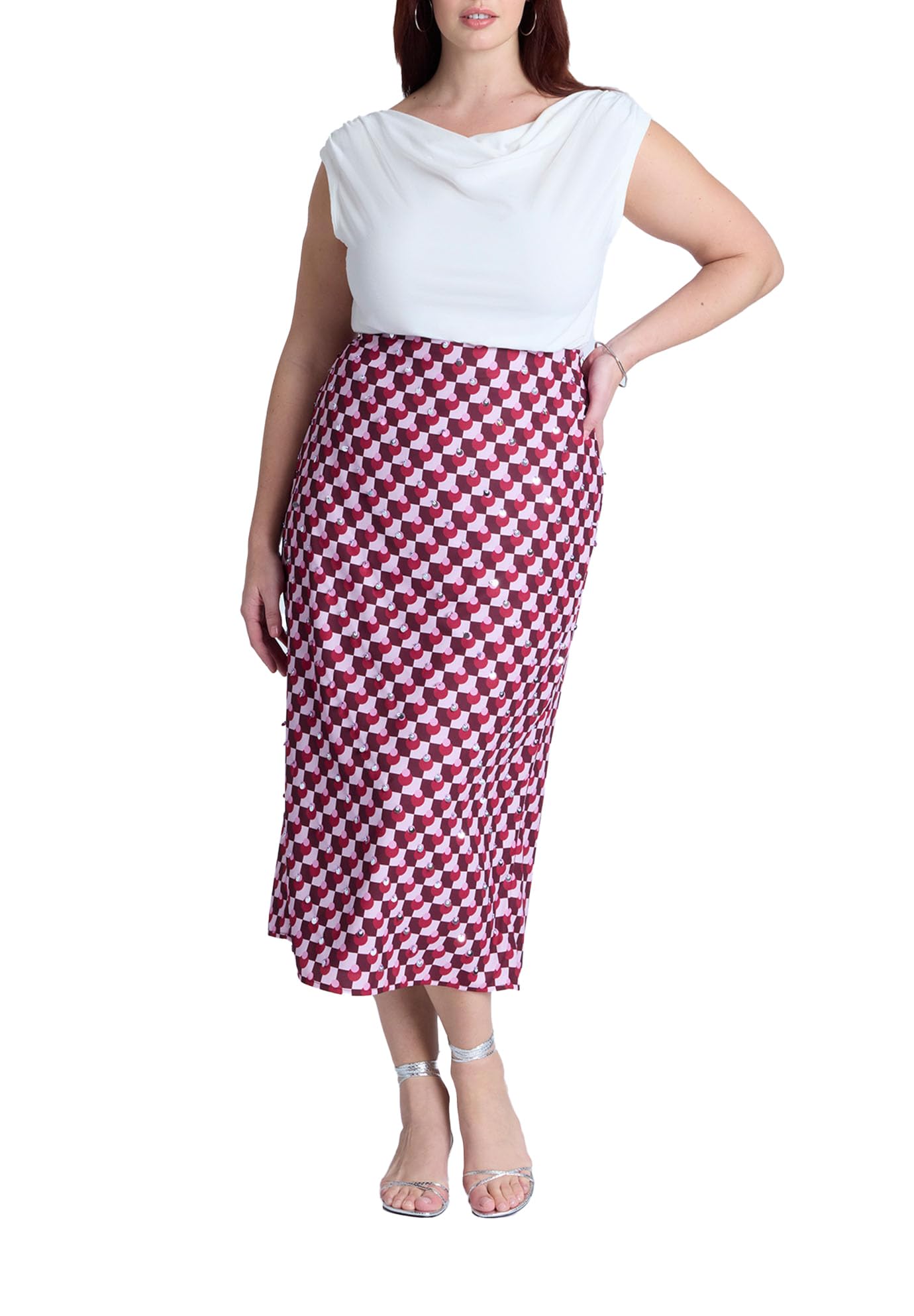 ELOQUII Women's Plus Size Geometric Sequin Skirt - 14, Kaleidoscope Dreams