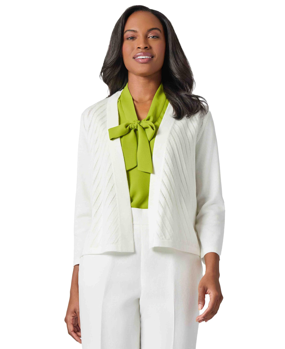 Kasper Diagonal Stitch Short Cardigan