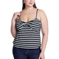 ELOQUII Women's Plus Size Striped Sweetheart Tank - 14/16, Black White Stripe