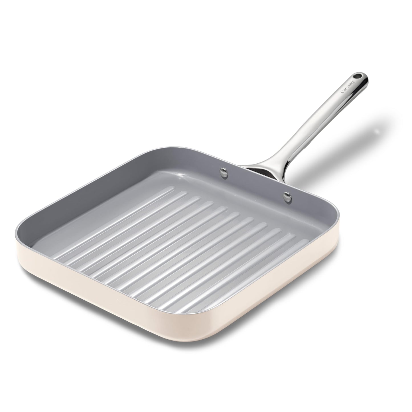 Caraway Square Grill Pan  11 Grill Pan  NonStick Ceramic Coated  Non Toxic PTFE  PFOA Free  Oven Safe  Compatible with All Stovetops  Cream