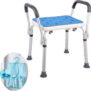 Shower Chair with Padded Seat - (White Stool with Rail)