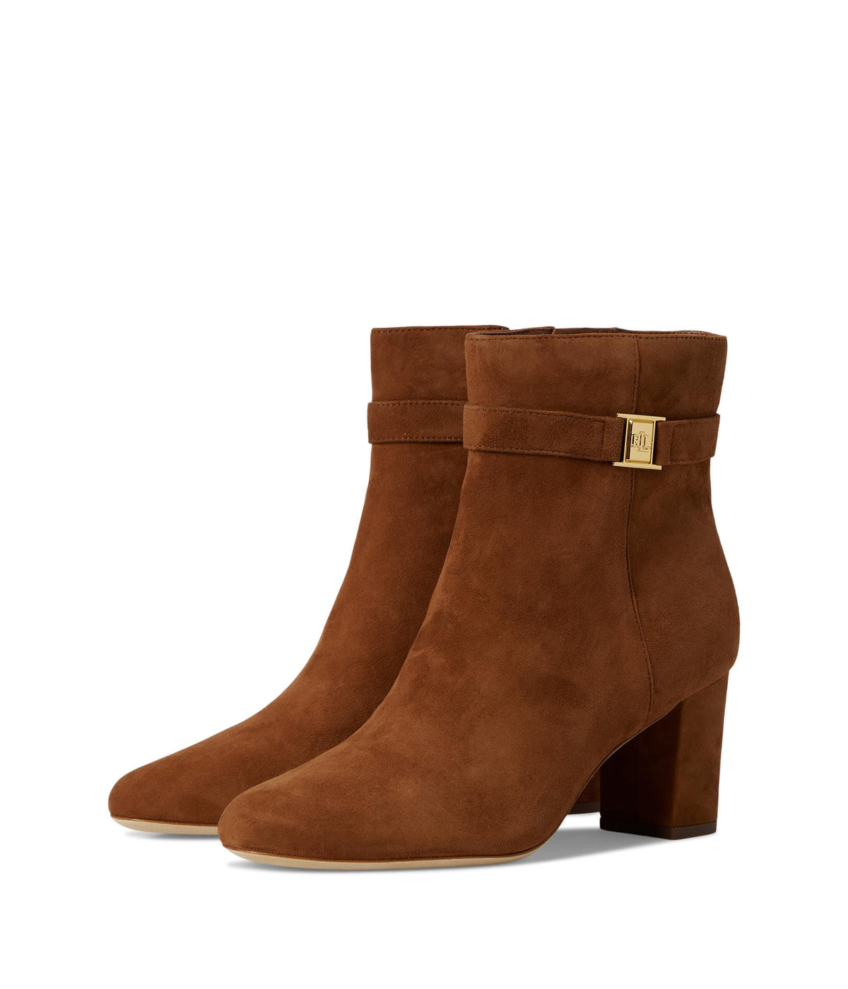 Lauren Ralph Lauren Womens Kellie Suede Bootie Heel Tan 8 Medium