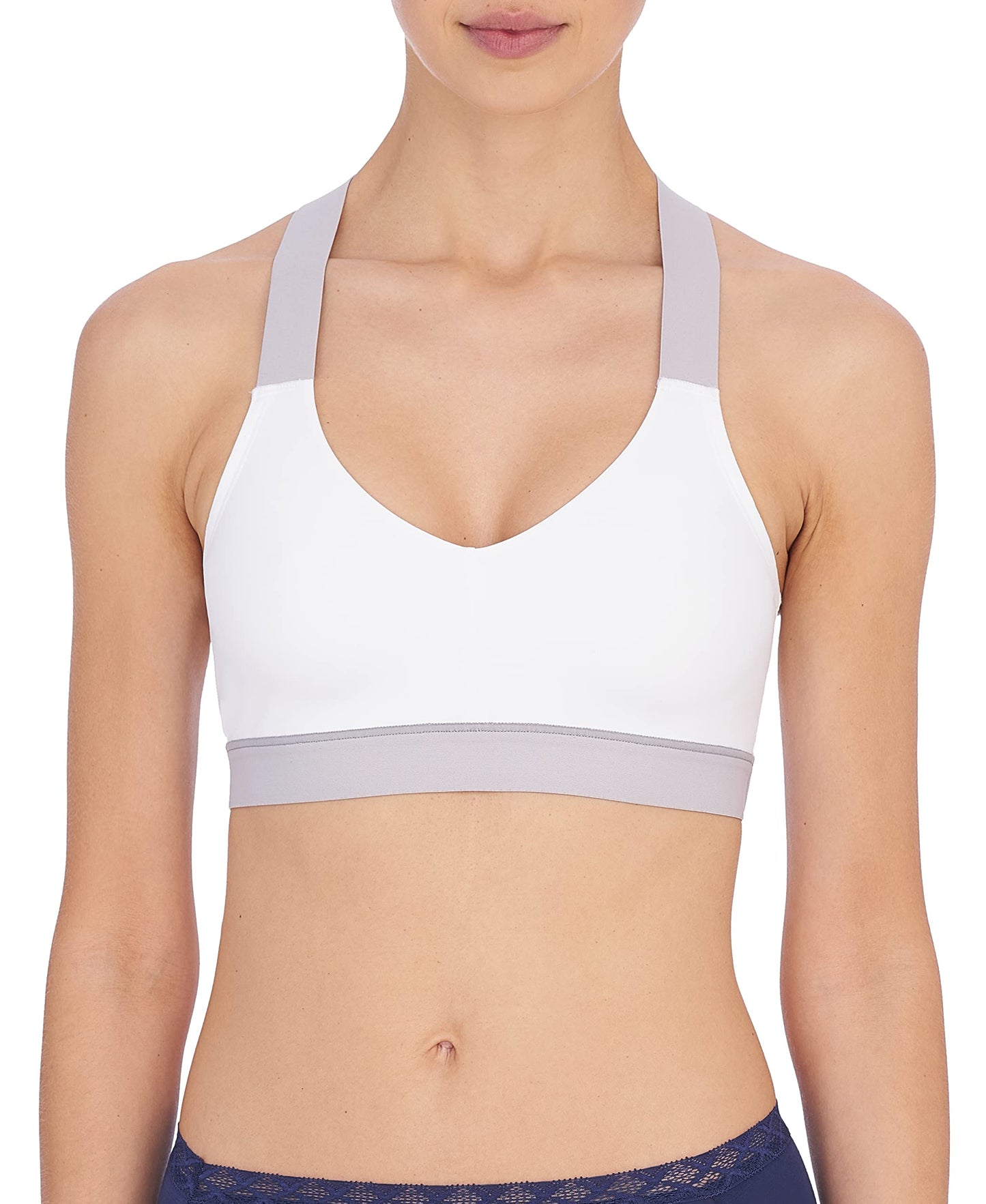 Natori Women Dynamic Racerback Sport Bralette (White/Lead, Small)