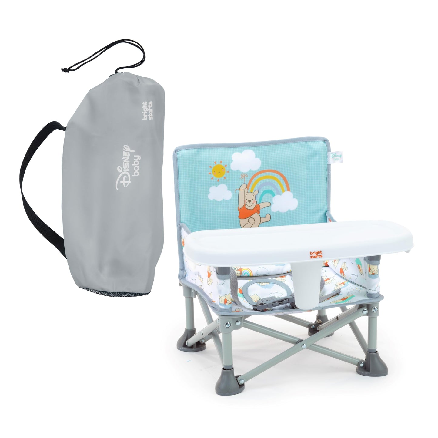 Bright Starts Disney Winnie The Pooh Pop N Sit Portable Booster IndoorOutdoor Use Floor Seat with Feeding Tray 6 Mos  3 Yrs
