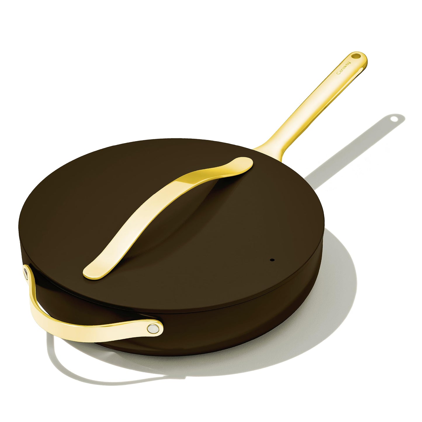 Caraway Nonstick Ceramic Sauté Pan with Lid 45 qt 118  Non Toxic PTFE  PFOA Free  Oven Safe  Compatible with All Stovetops Gas Electric  Induction  Black
