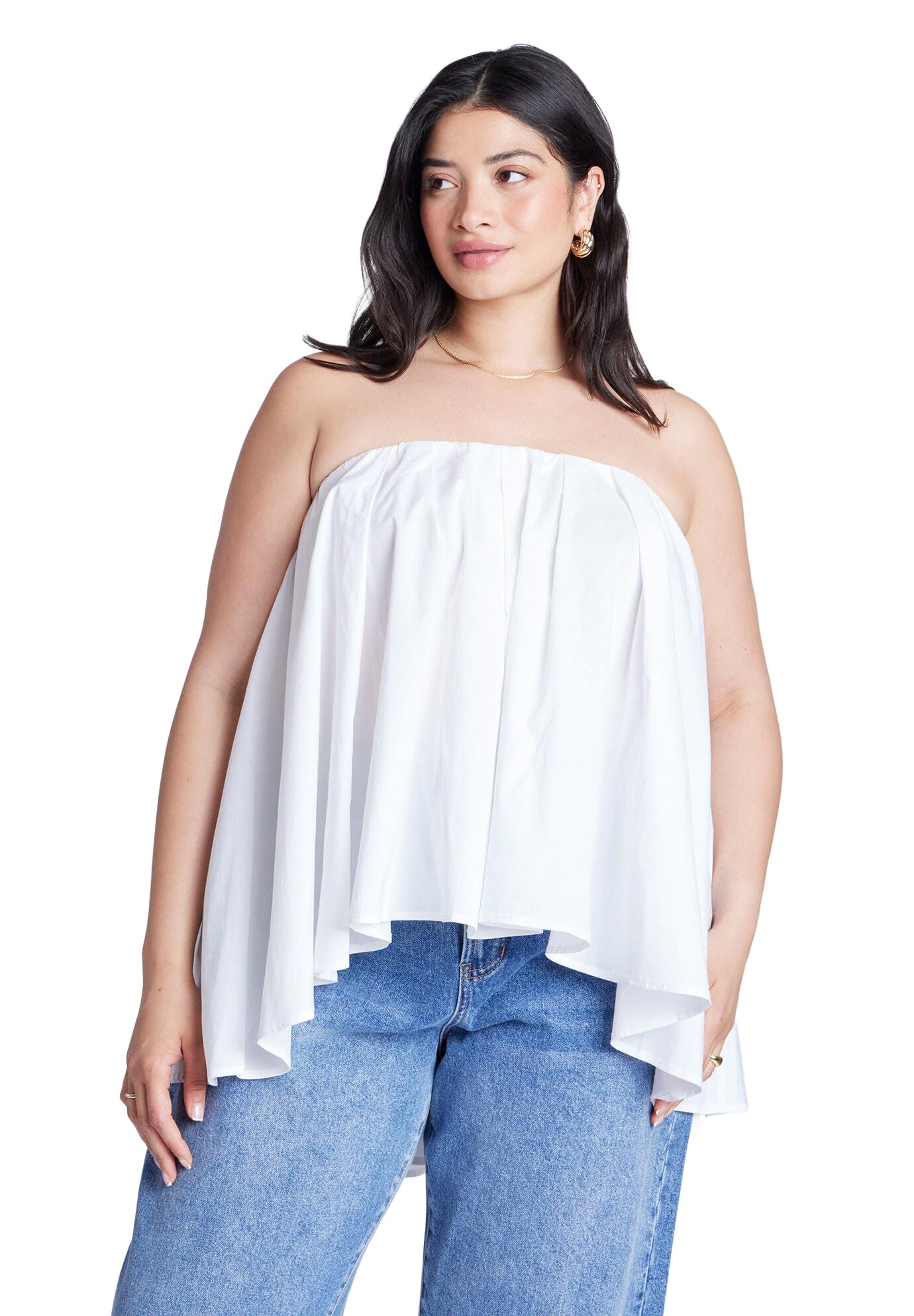 ELOQUII Women's Plus Size Cascading Tube Top - 26/28, White
