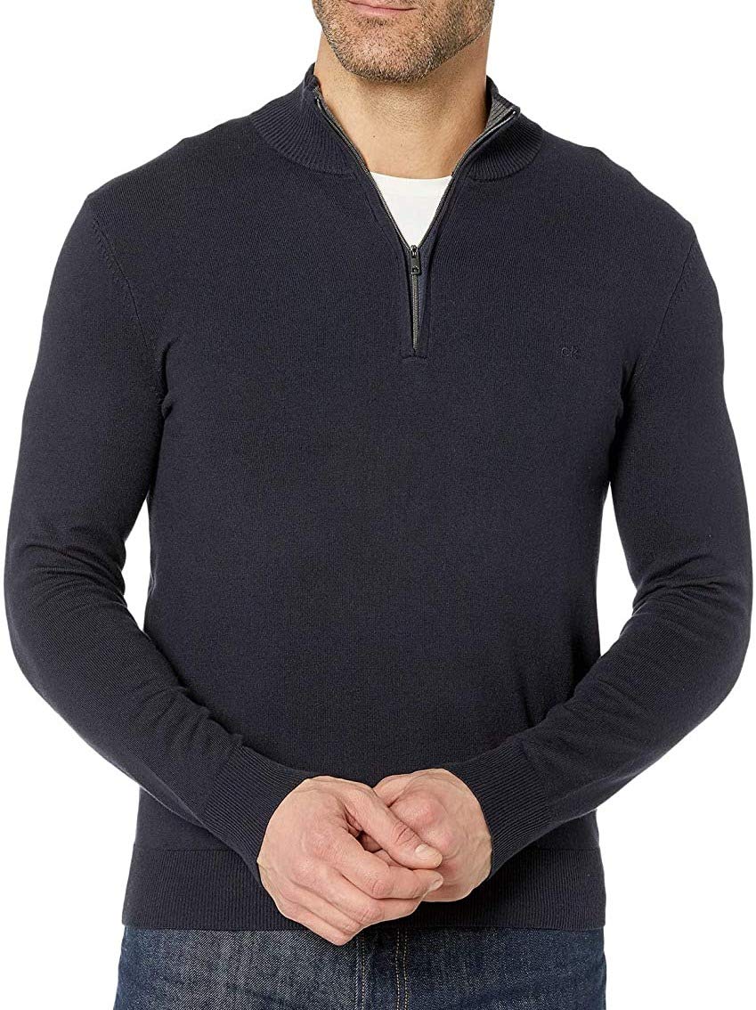 Calvin Klein Cotton Modal Long Sleeve 1/4 Zip Night Sky 2XL