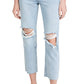 PAIGE Women's Noella Straight Jeans, Doretta Destructed, Blue, 27