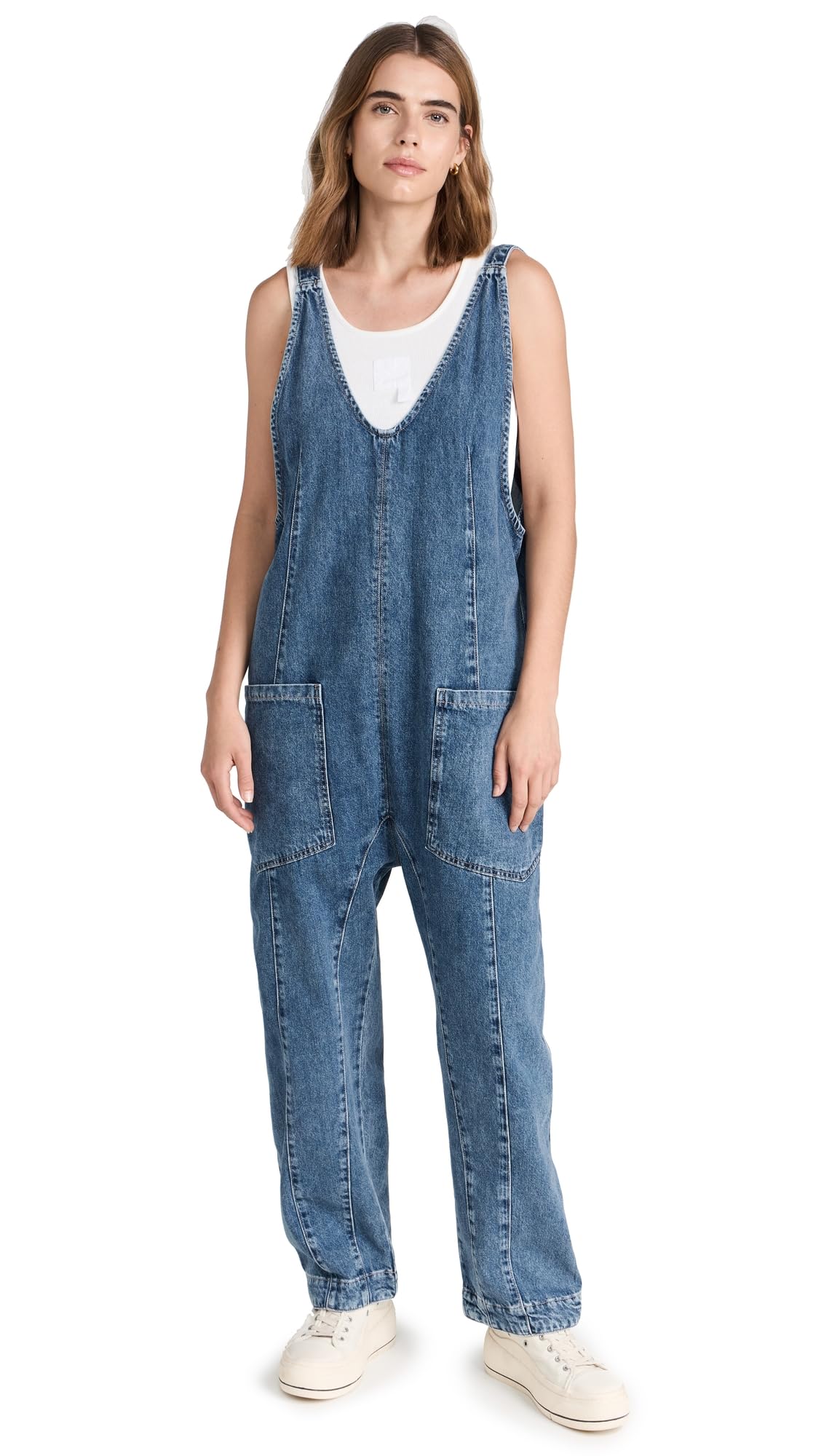 Free People Womens High Roller Jumpsuit Sapphire Blue Small