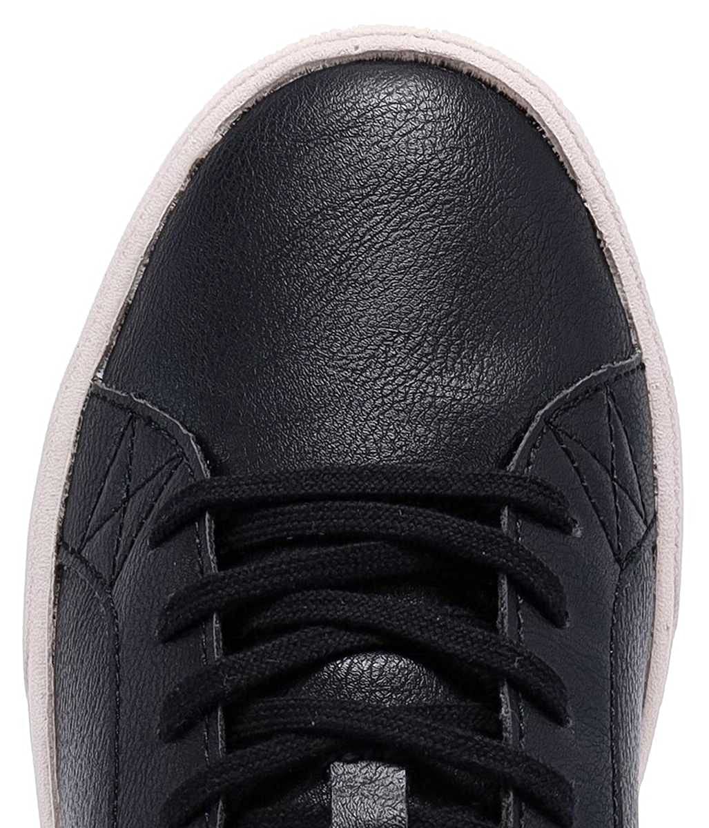 Women's Black Vegan Leather Sneakers
