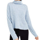 Sun + Moon Womens Turtleneck Crop Pullover Sweater Blue M