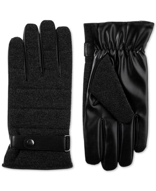 Isotoner Mens Faux Leather Touch Screen Driving Gloves Black M